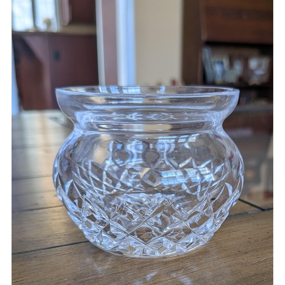 Unmarked Other - Vintage Cut Crystal Rose Bowl Vase With Diamond Pattern